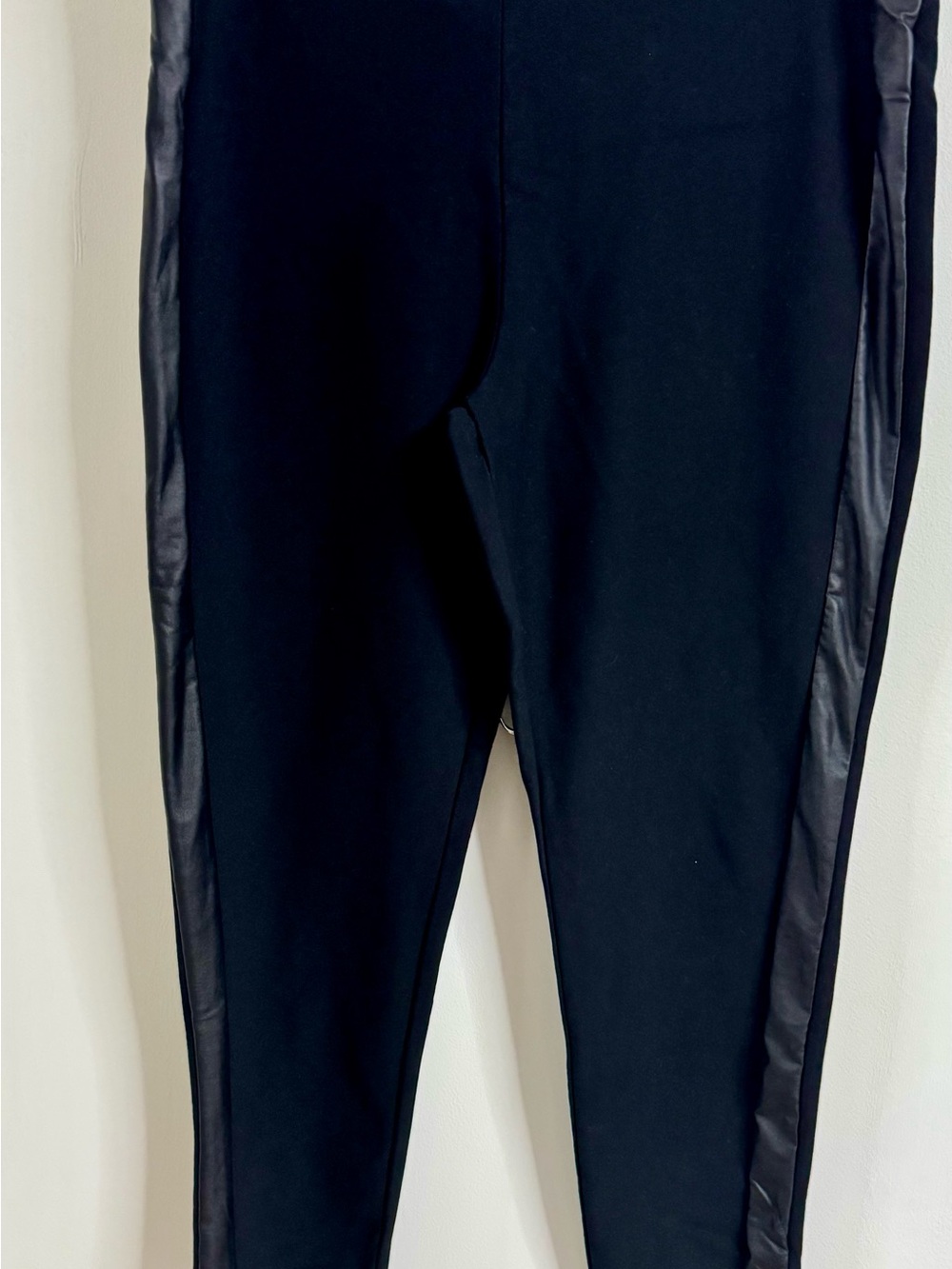 Black Faux-Leather Side Stripe Leggings